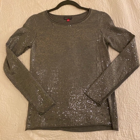 [Vince Camuto] Gray Sequined Sweater - Picture 6 of 10